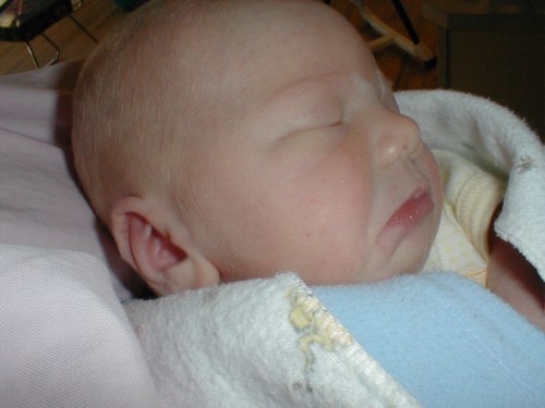 Me asleep.  I do not seem to be happy about it!  Taken Nov. 11, 2001.